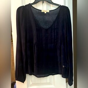 Flowy, long sleeve top with lace appliqué-navy blue. New, no tags but never worn